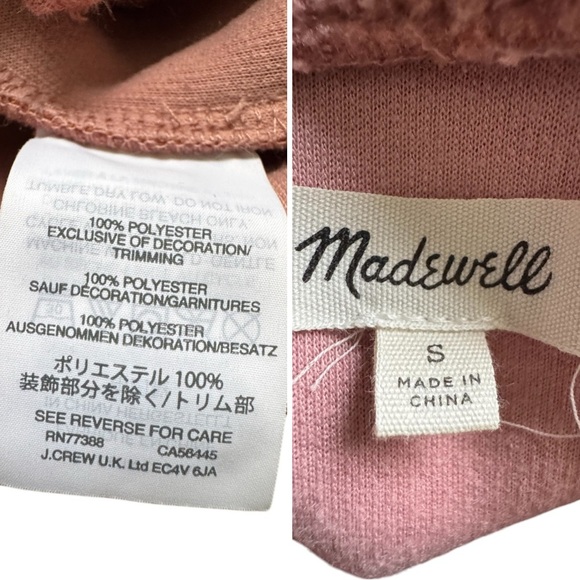 Madewell Dusty Pink Sherpa Pullover Quarter Zip Pullover Zip Pockets Size Small - Picture 6 of 15